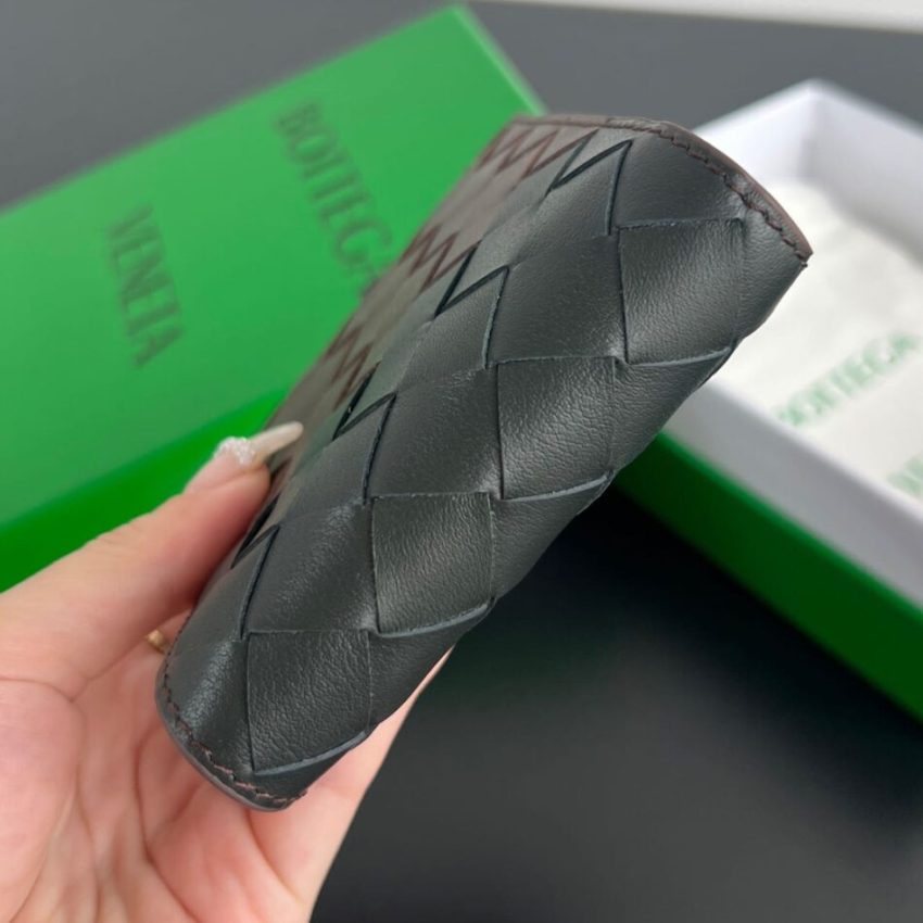 Replica Bottega Veneta Intrecciato Bi-Fold Wallet Black&Brown - best-selling designer handbag dupe