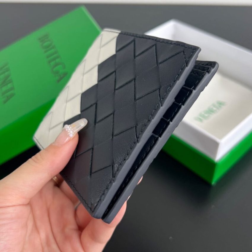 Replica Bottega Veneta Intrecciato Bi-Fold Wallet White&Blue - realistic designer-inspired fake bag