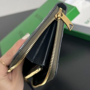 Replica Bottega Veneta Zip Long Wallet Green Grid - premium 1:1 fake handbag model