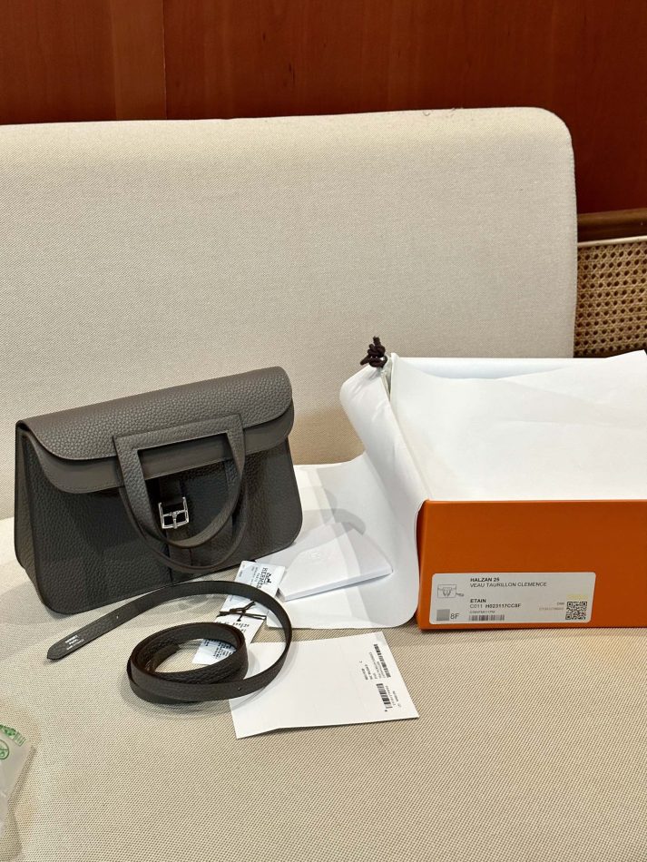Replica Hermes Halzan Dark Grey - high-accuracy replica luxury purse