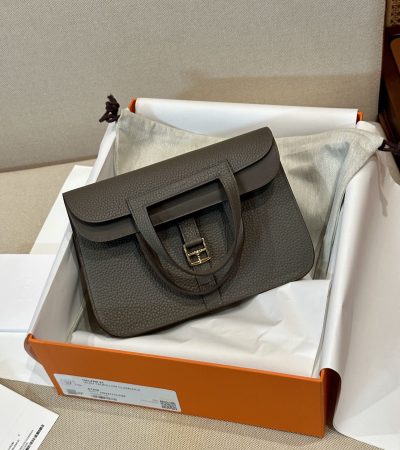 Replica Hermes Halzan Dark Grey - authentic-look luxury purse replica