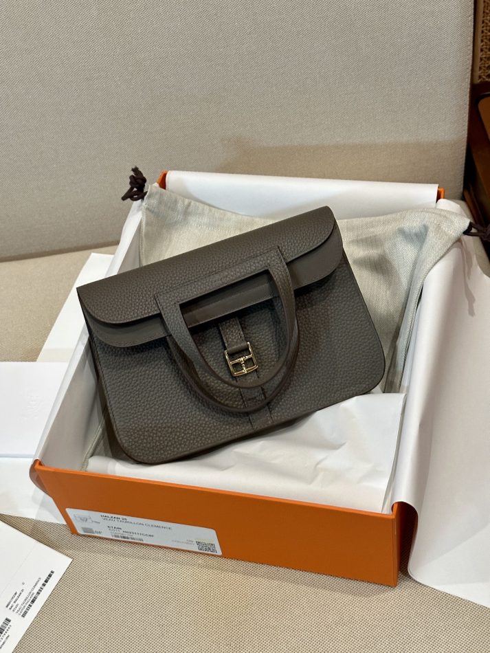 Replica Hermes Halzan Dark Grey - authentic-look luxury purse replica
