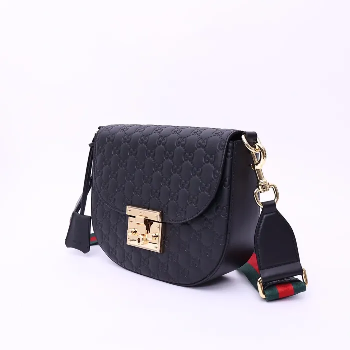 Replica GUCCI Supreme Monogram Web Medium Padlock Messenger Shoulder Bag - high-end fake designer purse