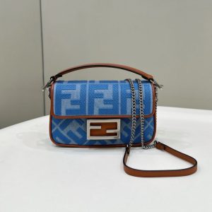Replica Fendi Baguette Small Denim Blue - top-tier luxury replica shoulder bag
