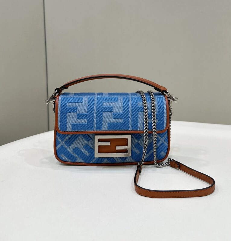 Replica Fendi Baguette Small Denim Blue - top-tier luxury replica shoulder bag