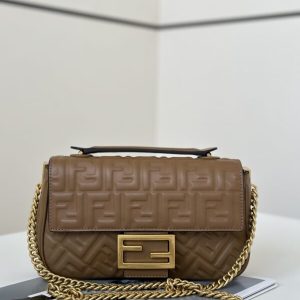 Replica Fendi Baguette Sliding Chain Brown - elite superclone designer purse