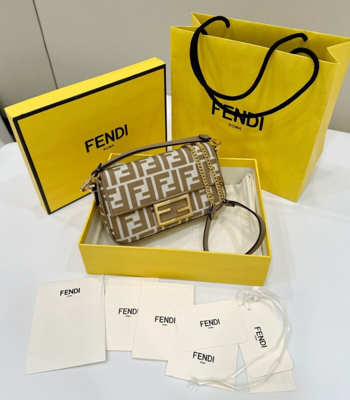 Replica Fendi Baguette FF Brown - authentic-look luxury purse replica
