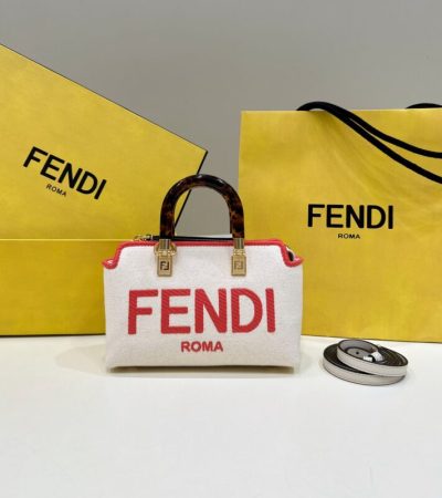 Replica Fendi By The Way Boston Red White - 1:1 designer replica handbag