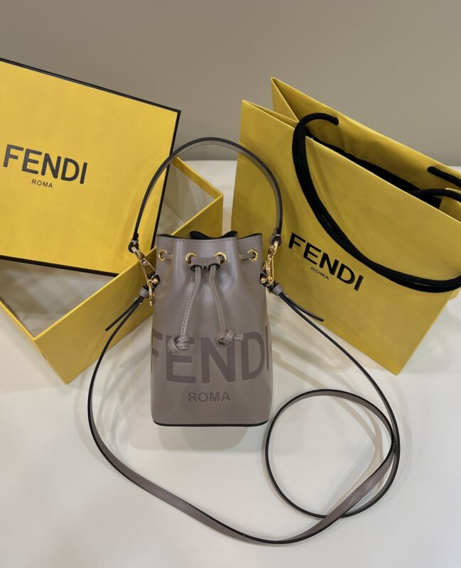 Replica Fendi Tresor Mini Bucket Grey - realistic designer-inspired fake bag