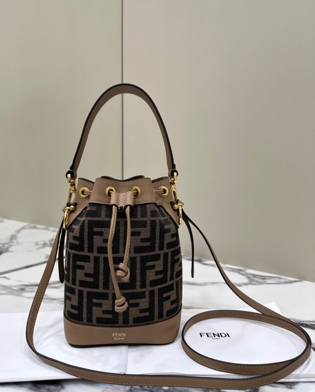 Replica Fendi Tresor Mini Bucket Brown - best quality luxury bag dupe