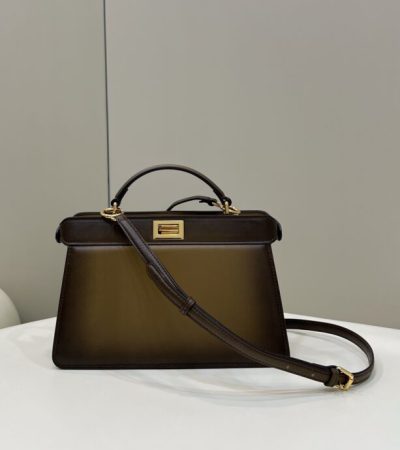 Replica Fendi Peekaboo Large Dark Brown - best quality luxury bag dupe