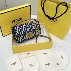 Replica Fendi Baguette Small Cotton Blue - top-rated replica designer bag