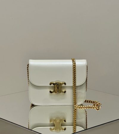 Replica Celine Teen Triomphe Bag White - high-accuracy replica luxury purse