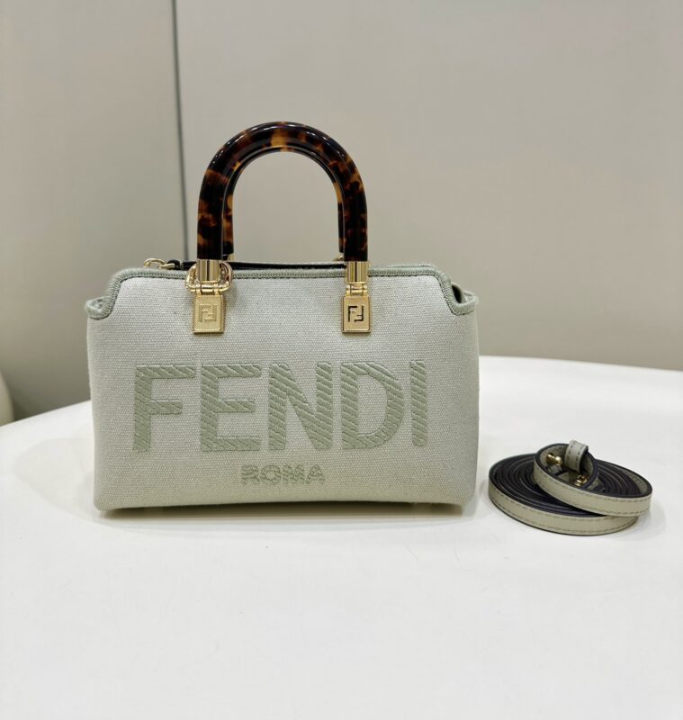 Replica Fendi By The Way Boston Beige Cotton - 1:1 designer replica handbag