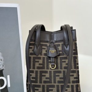 Replica Fendi Origami Small Brown Cotton - high-end fake designer purse