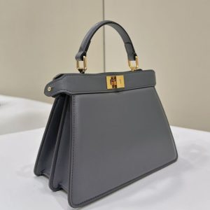 Replica Fendi Peekaboo Mini Grey - top-tier luxury replica shoulder bag