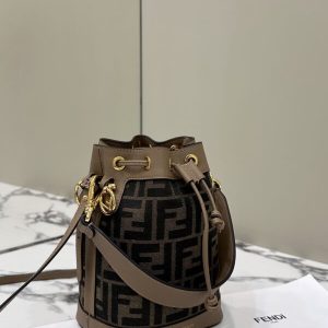 Replica Fendi Tresor Mini Bucket Brown - high-end fake designer purse