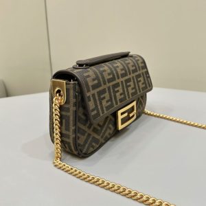 Replica Fendi Baguette Sliding Chain FF Brown - high-end fake designer purse