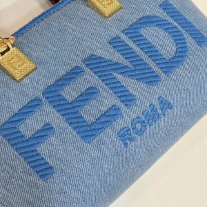 Replica Fendi By The Way Boston Blue Cotton - 1:1 designer replica handbag