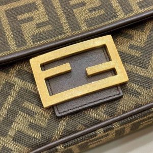 Replica Fendi Baguette Sliding Chain FF Brown - high-accuracy replica luxury purse