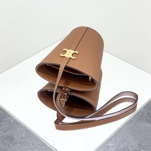 Replica Celine Triomphe Bucket Bag Brown - authentic-look luxury purse replica