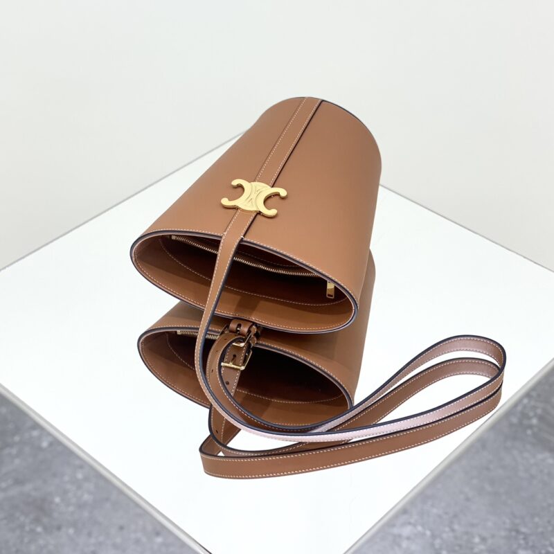 Replica Celine Triomphe Bucket Bag Brown - authentic-look luxury purse replica