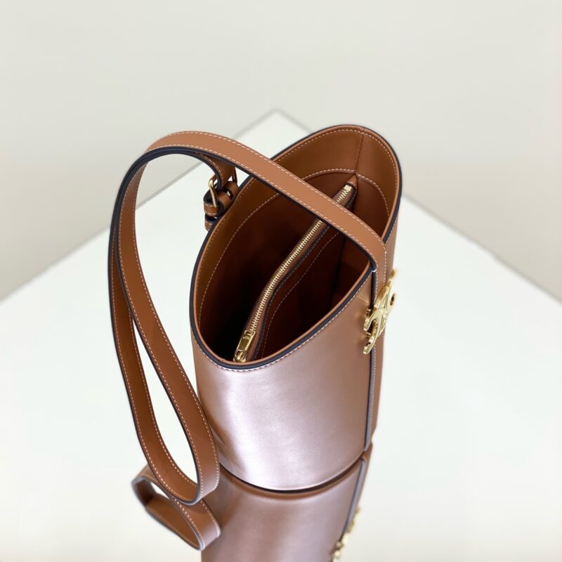Replica Celine Triomphe Bucket Bag Brown - authentic-look luxury purse replica