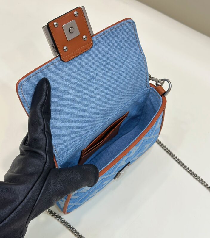 Replica Fendi Baguette Small Denim Blue - top-rated replica designer bag