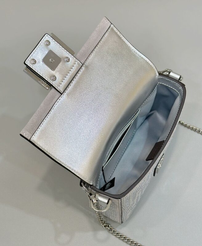 Replica Fendi Baguette Silver Diamond - near-authentic luxury replica handbag