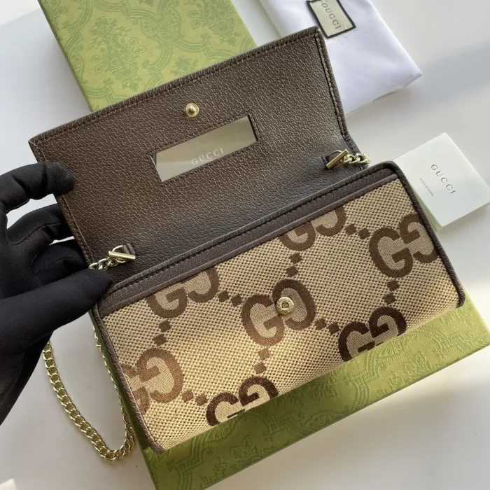 Replica GUCCI OPHIDIA GG CHAIN WALLET - 1:1 designer replica handbag