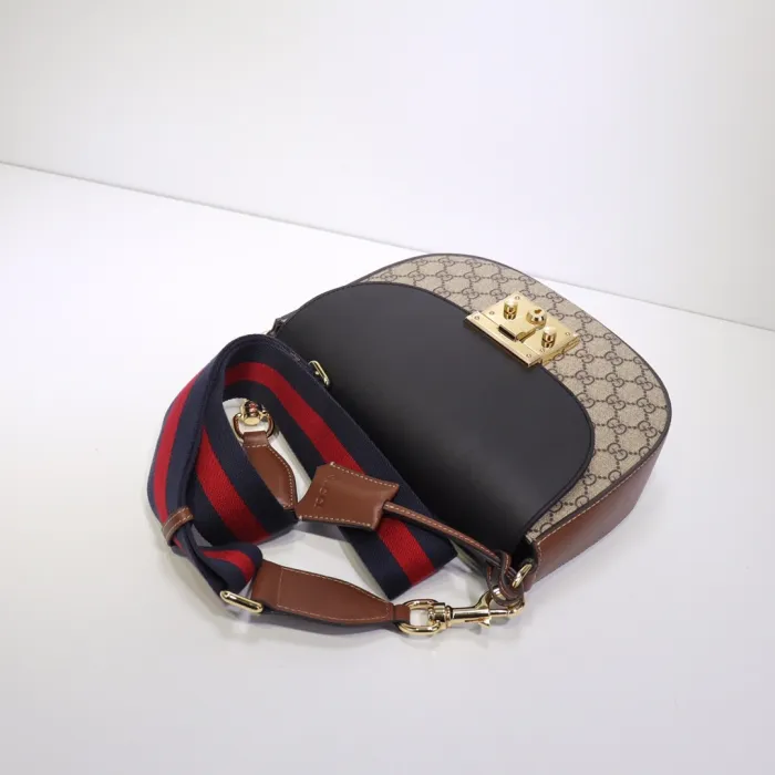 Replica GUCCI Supreme Monogram Web Medium Padlock Messenger Shoulder Bag - premium 1:1 fake handbag model