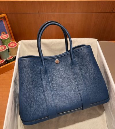 Replica Hermes Garden Party 30cm Ocean Blue - near-authentic luxury replica handbag