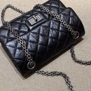 Replica CHANEL 2.55 Mini Bag Black Silver - best quality luxury bag dupe
