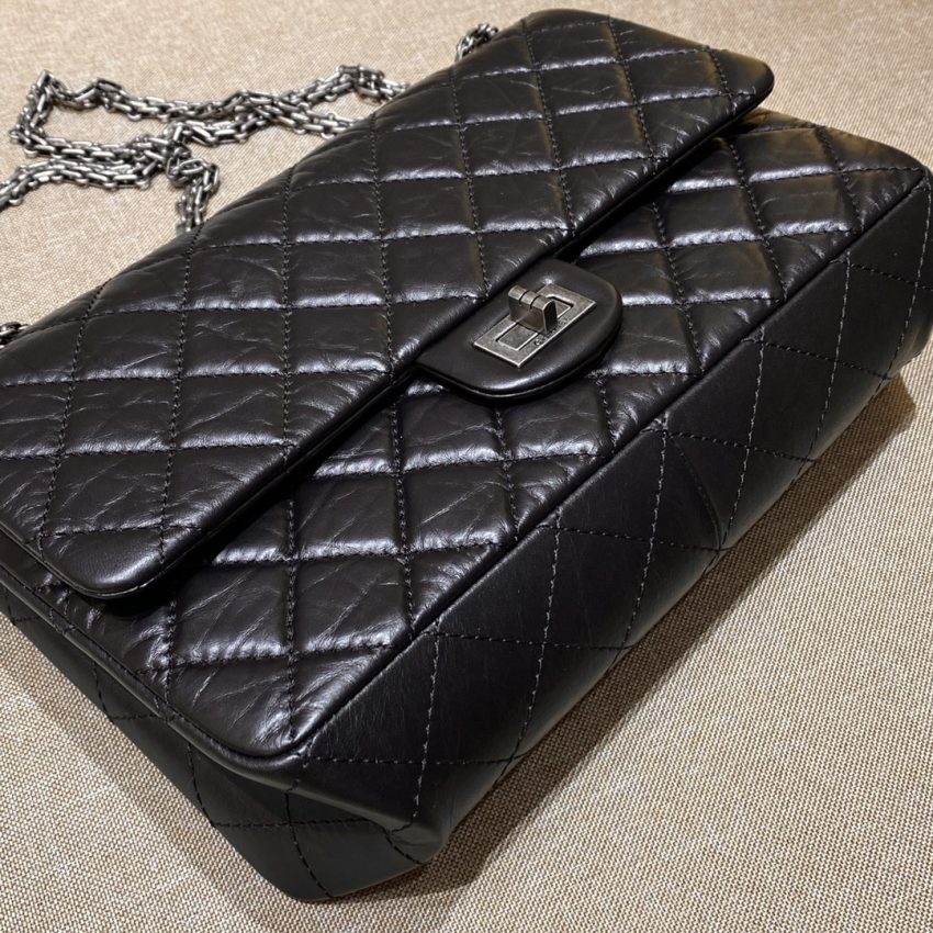 Replica CHANEL 2.55 Bag Black Silver - best quality luxury bag dupe