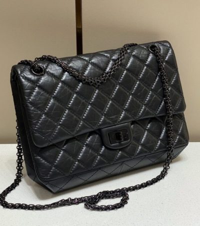 Replica CHANEL 2.55 Bag Large Black - realistic designer-inspired fake bag