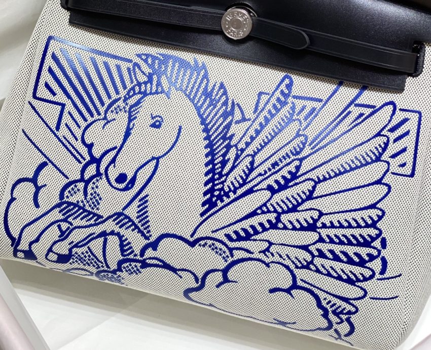 Replica Hermes Herbag 31cm Blue Horse - best quality luxury bag dupe