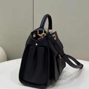 Replica Fendi Peekaboo With Patch Pocket Black - best quality luxury bag dupe