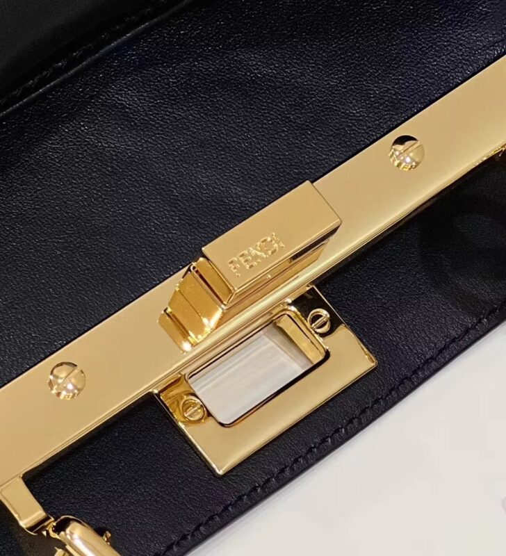 Replica Fendi Peekaboo With Patch Pocket Black - high-accuracy replica luxury purse