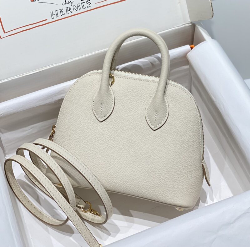 Replica Hermes Mini Bolide - White - authentic-look luxury purse replica