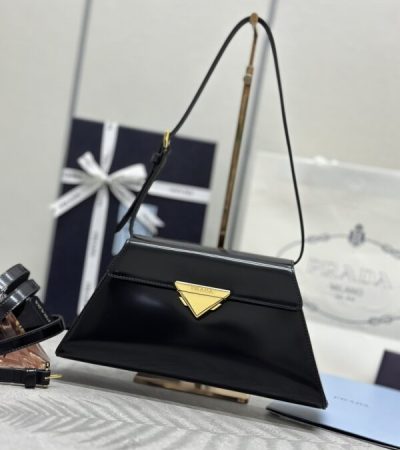 Replica Prada Triangle Leather Handbag Black - 1:1 designer replica handbag