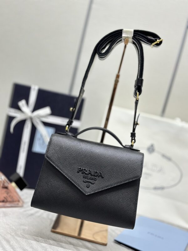 Replica Prada Saffiano Black Envelope - premium 1:1 fake handbag model