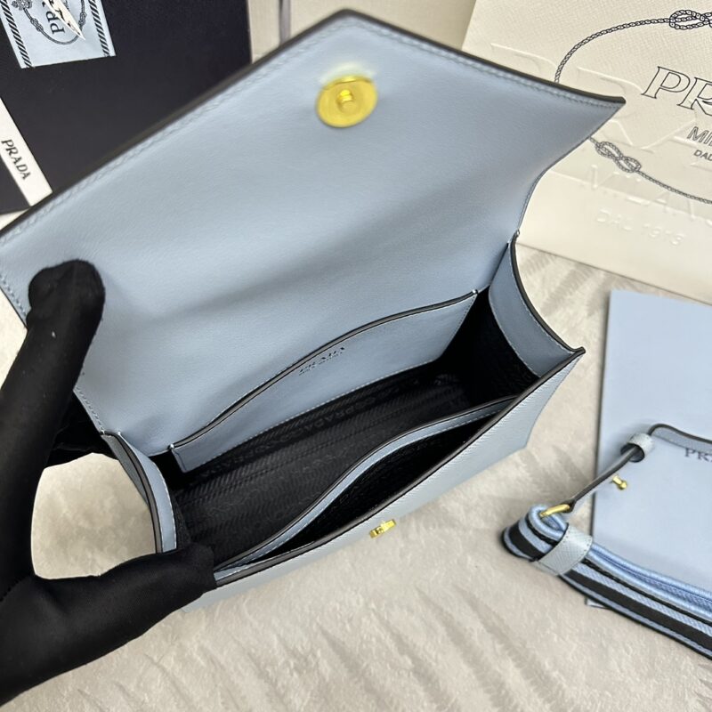 Replica Prada Saffiano Blue Envelope - premium 1:1 fake handbag model