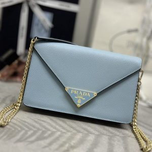 Replica Prada Saffiano Blue Small Envelope - best quality luxury bag dupe