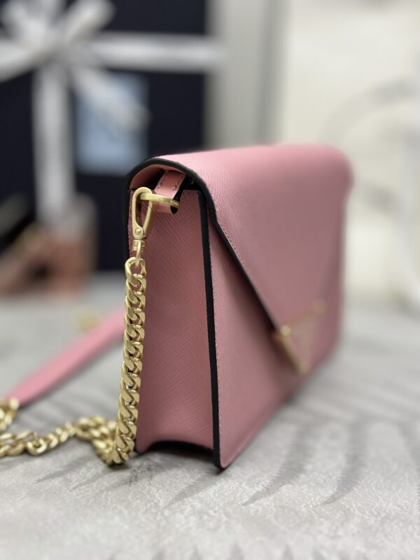 Replica Prada Saffiano Pink Small Envelope - premium 1:1 fake handbag model