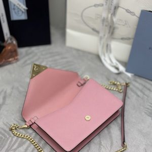 Replica Prada Saffiano Pink Small Envelope - top-rated replica designer bag