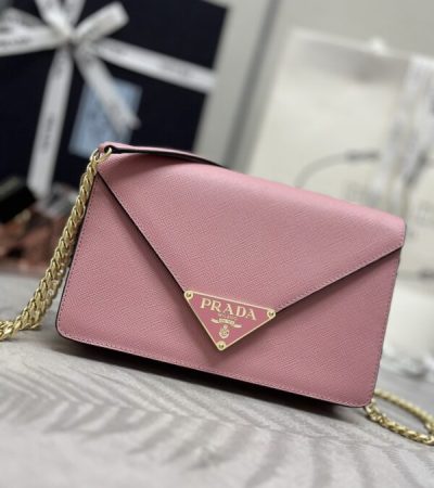Replica Prada Saffiano Pink Small Envelope - premium 1:1 fake handbag model
