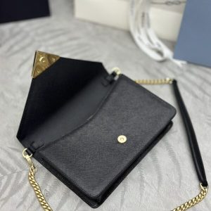 Replica Prada Saffiano Black Small Envelope - high-accuracy replica luxury purse