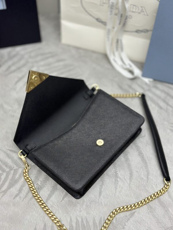 Replica Prada Saffiano Black Small Envelope - high-accuracy replica luxury purse