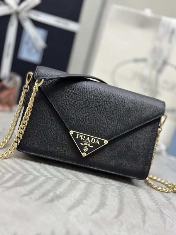 Replica Prada Saffiano Black Small Envelope - authentic-look luxury purse replica
