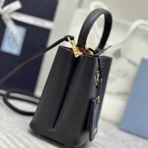 Replica Prada Saffiano Black Bucket Black - top-tier luxury replica shoulder bag